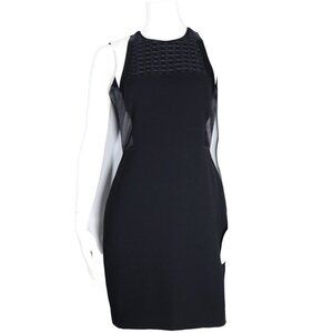 Judith & Charles Women's US8 Black Shift Dress Embroidered Wool Knee Length Mini